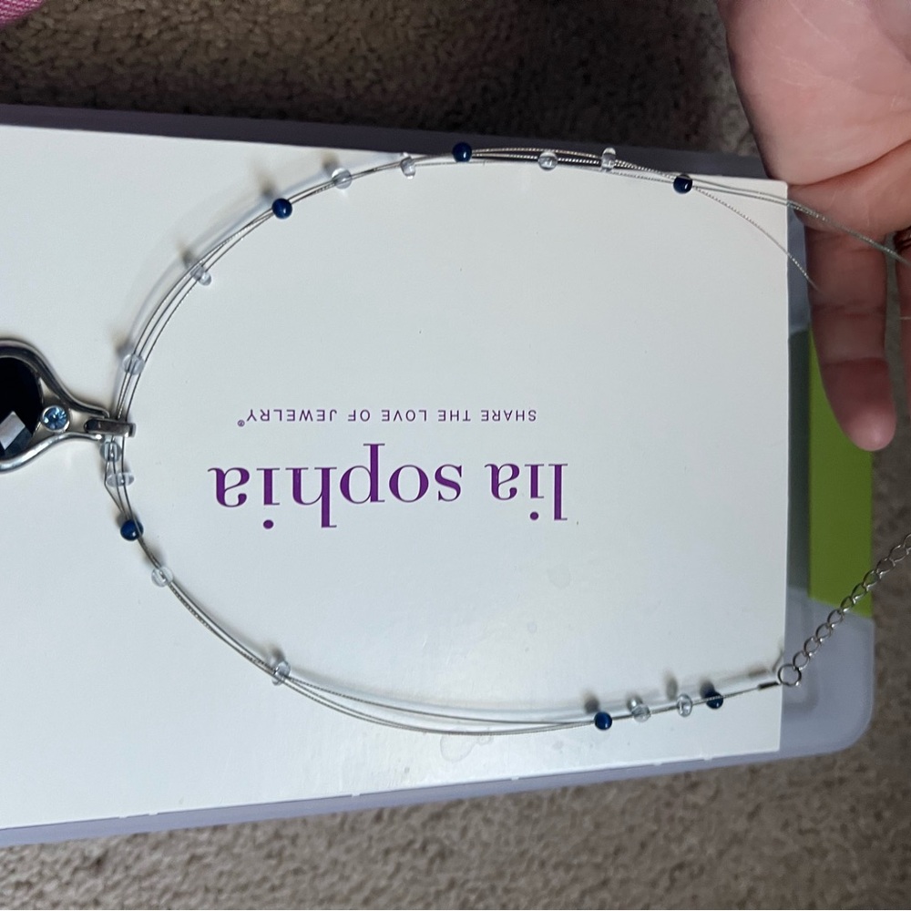 Lia Sophia Silver Necklace with Blue Accents